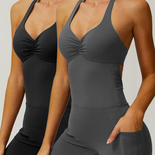 Damen Sportlicher Jumpsuit mit figurbetontem Schnitt und Trägern EB