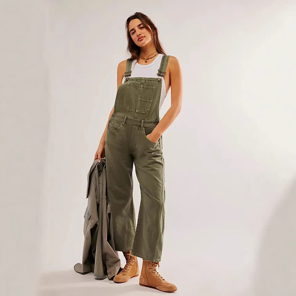 Damen lässige Denim-Latzhose im modernen Schnitt mit verstellbaren Trägern EB