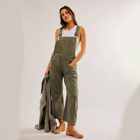 Damen lässige Denim-Latzhose im modernen Schnitt mit verstellbaren Trägern EB
