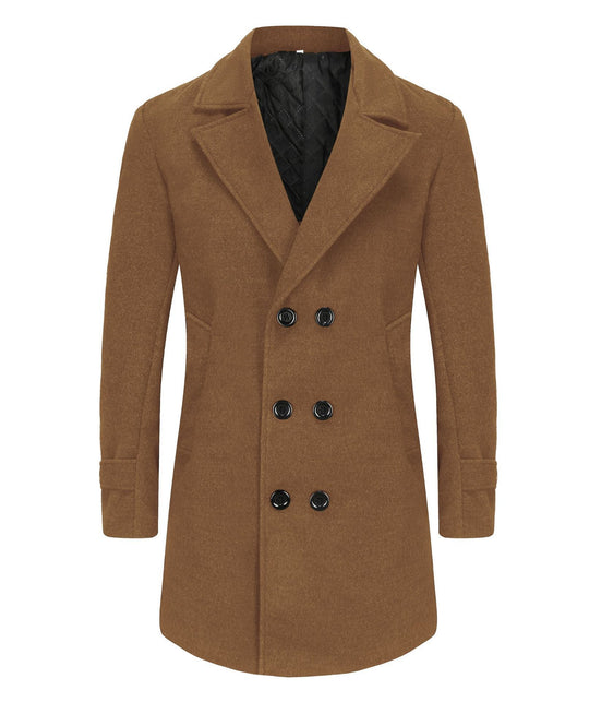Herren eleganter Doppelreiher-Mantel mit schmalem Schnitt und gefüttertem Innenfutter EB