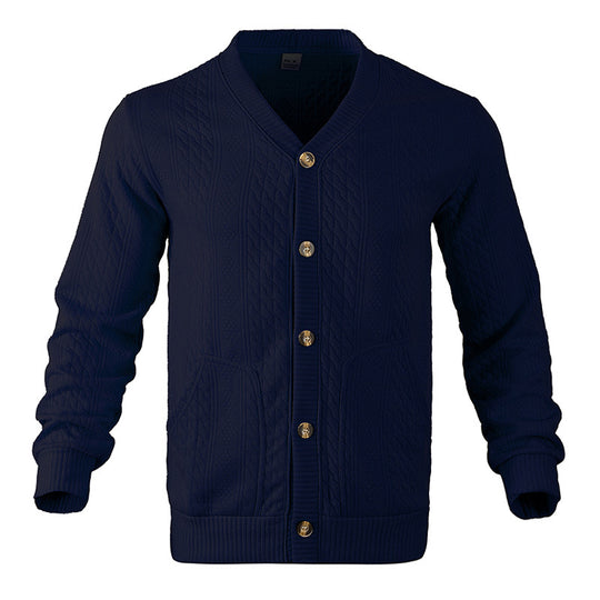 Herren Strickjacke mit V-Ausschnitt und praktischen Taschen EB