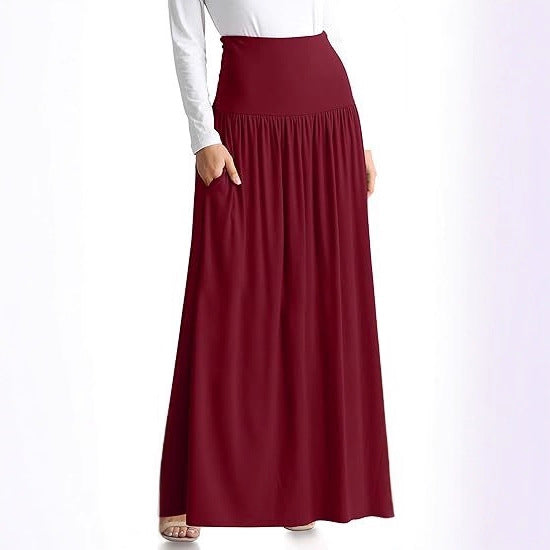 Damen Maxi-Rock mit elastischem Bund und Taschen EB