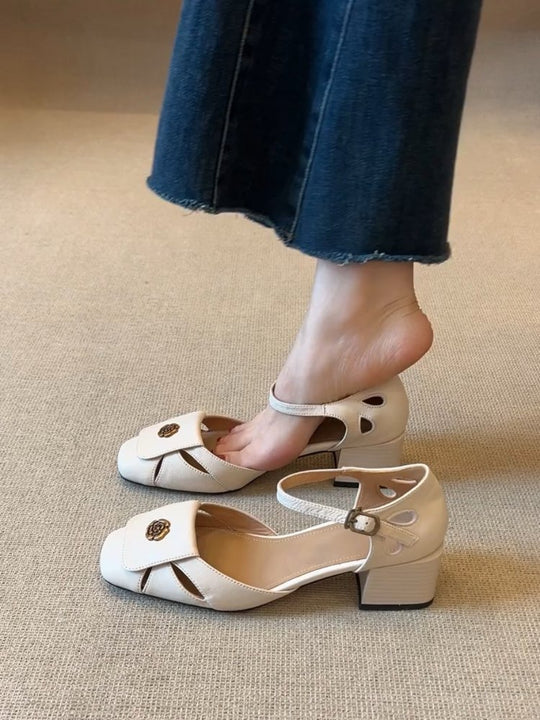 Damen elegante Slingback-Pumps mit modischem Riemchen und komfortablem Blockabsatz EB