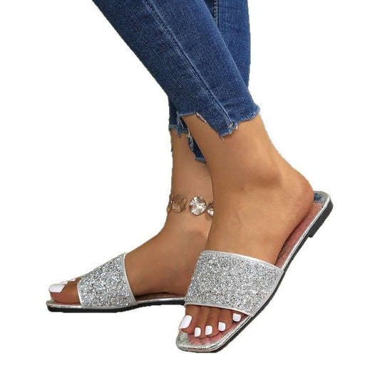 Damen Glitzernde Freizeitsandalen EB
