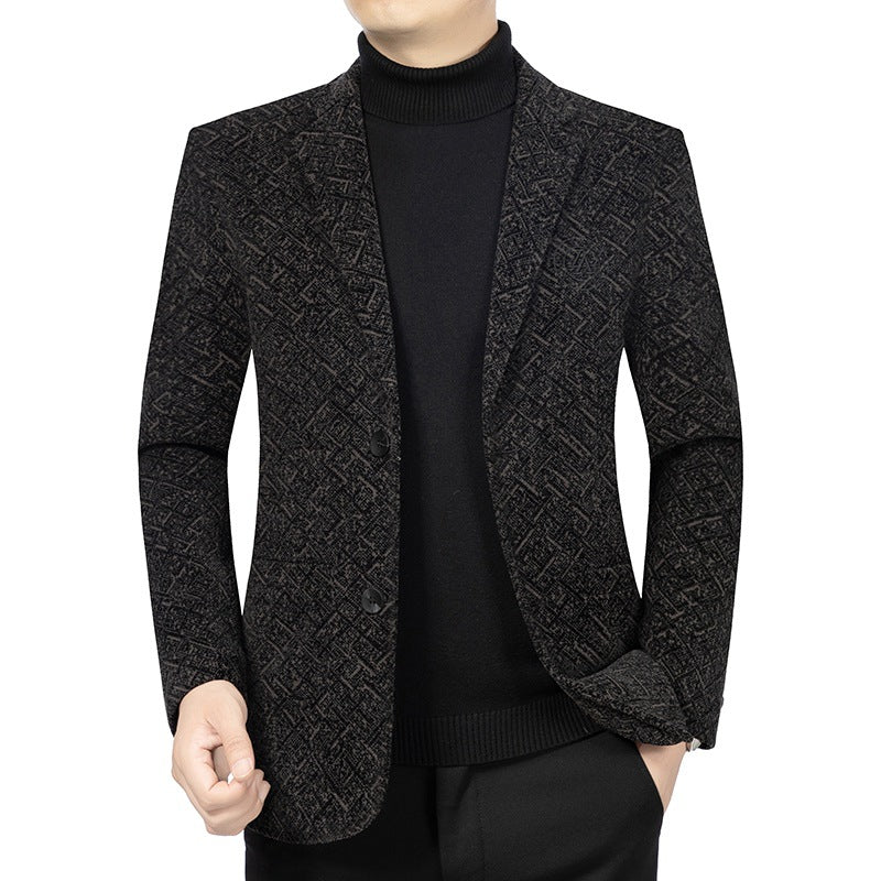 Herren Jacquard-Sakko im City-Stil aus Wollmix, unstrukturiert und halbgefüttert EB