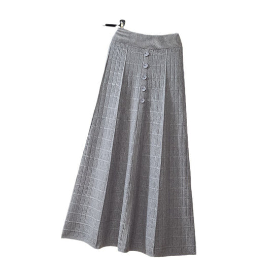 Damen Maxirock mit Struktur und Knopfdetails EB