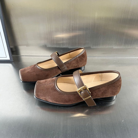 Damen elegante Slipper mit modischer Riemenverzierung und hochwertiger Veloursoberfläche EB