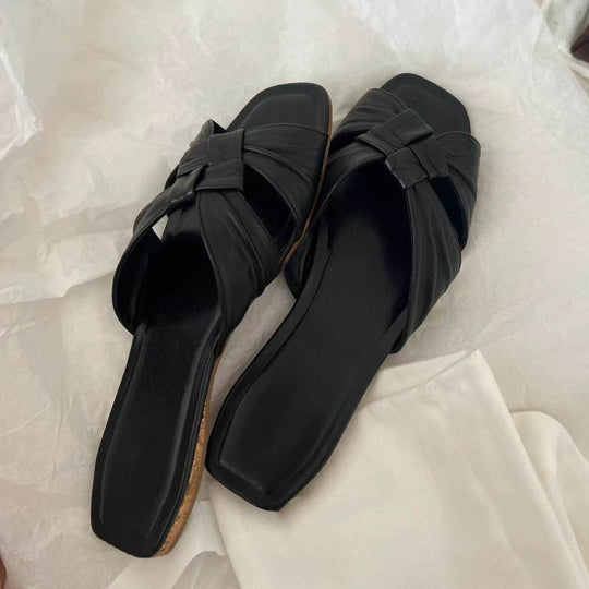 Damen modische Riemensandalen mit elegante Knotenakzent und komfortabler Innensohle EB