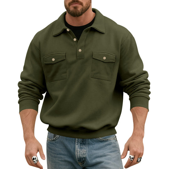 Herren Freizeit-Pullover mit praktischen Brusttaschen und modernem Stehkragen EB