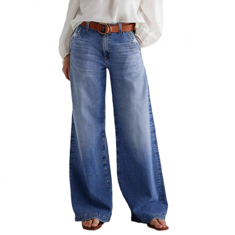 Damen Weit geschnittene Jeanshose im eleganten Stil EB