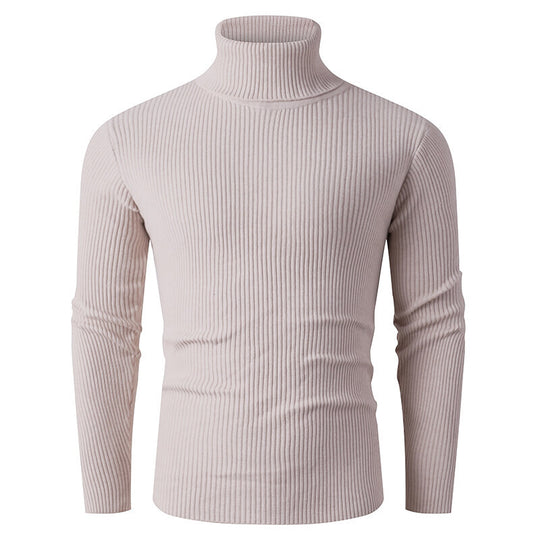 Herren nan taillierter Rippen-Strick Rollkragenpullover Slim Fit EB