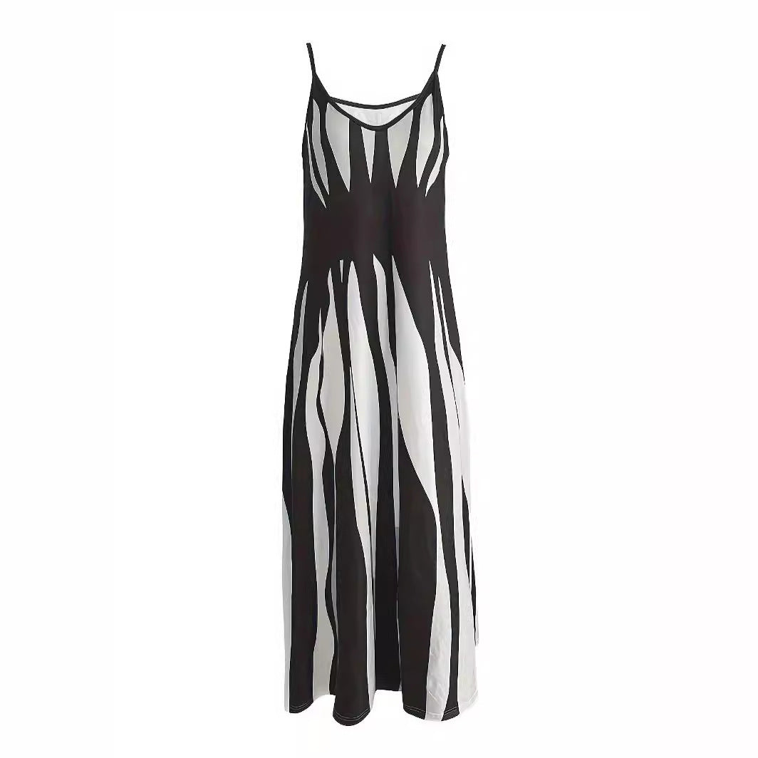 Damen Maxikleid mit modischem Streifendesign EB