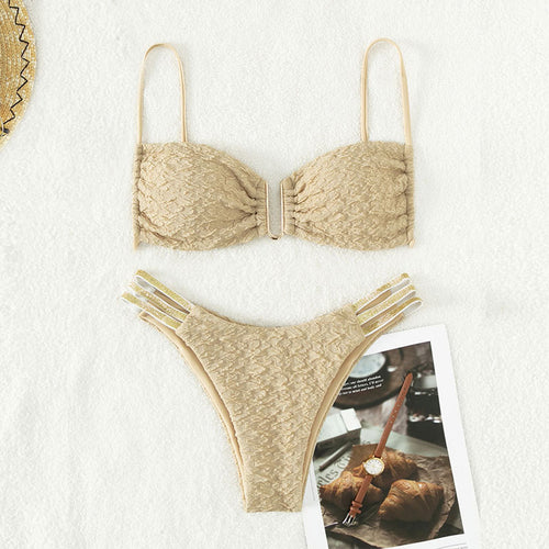 Damen Push-Up-Bikini-Set mit dekorativen Trägern EB