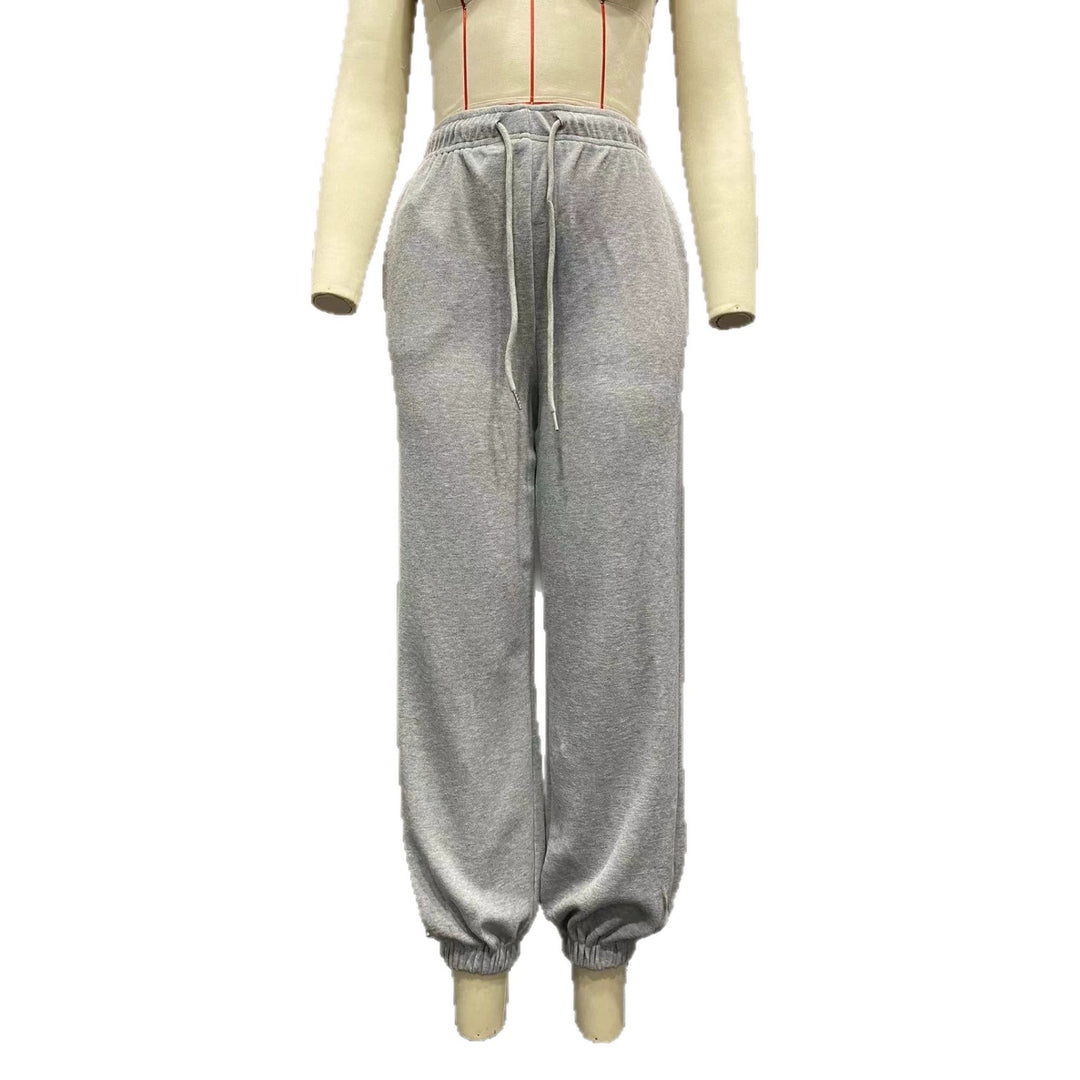 Damen nan Cozy-Sweat-Palazzohose mit hohem Komfortbund, integriertem Kordelzug und gerafften Knöchelabschlüssen EB
