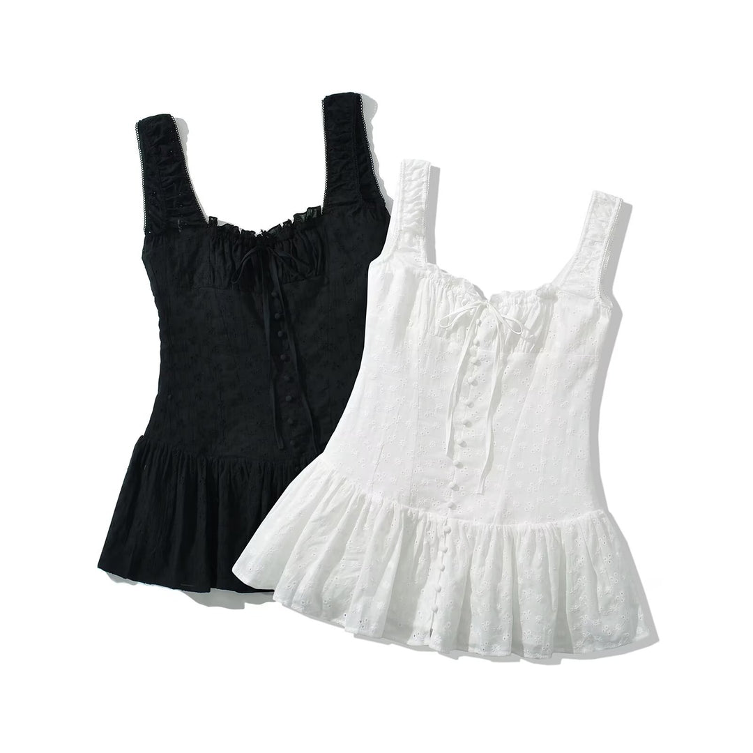 Damen Lässiges Rüschenshirt mit feinen Stickdetails EB