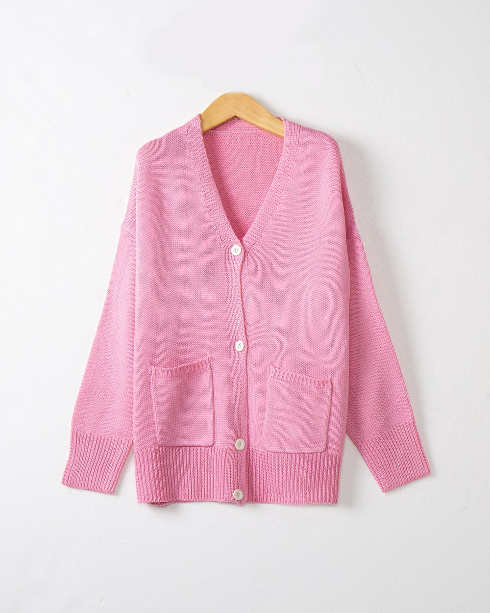 Damen Grobstrick Cardigan mit praktischen Eingrifftaschen und V-Ausschnitt EB