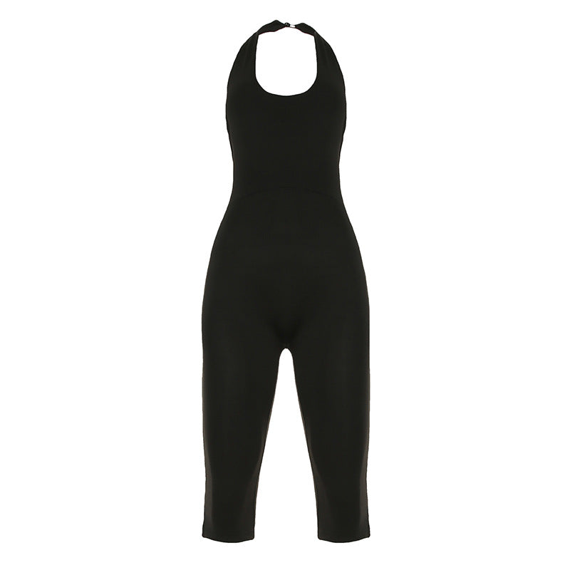 Damen körperbetonter Jumpsuit mit tiefem Rückenausschnitt und reinem Design EB