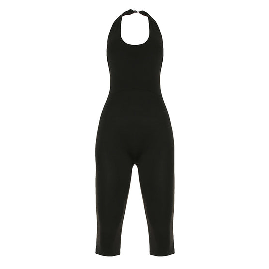 Damen körperbetonter Jumpsuit mit tiefem Rückenausschnitt und reinem Design EB