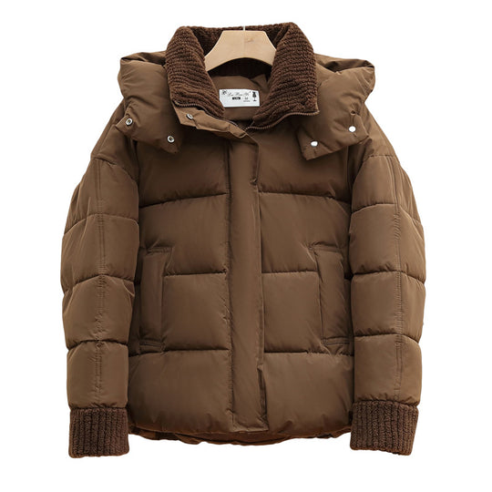 Damen Wattierte Freizeitjacke mit hohem Kragen und modischen Strickdetails EB