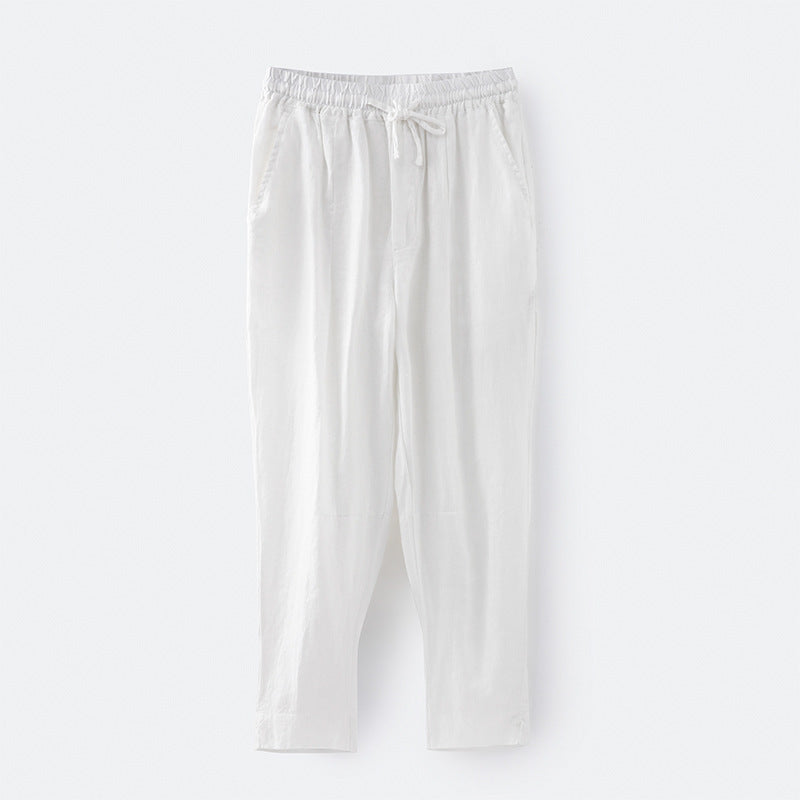 Damen lässige Leinenhose mit elastischem Bund und praktischen Seitentaschen EB