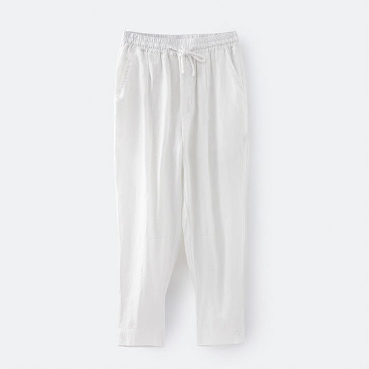 Damen lässige Leinenhose mit elastischem Bund und praktischen Seitentaschen EB