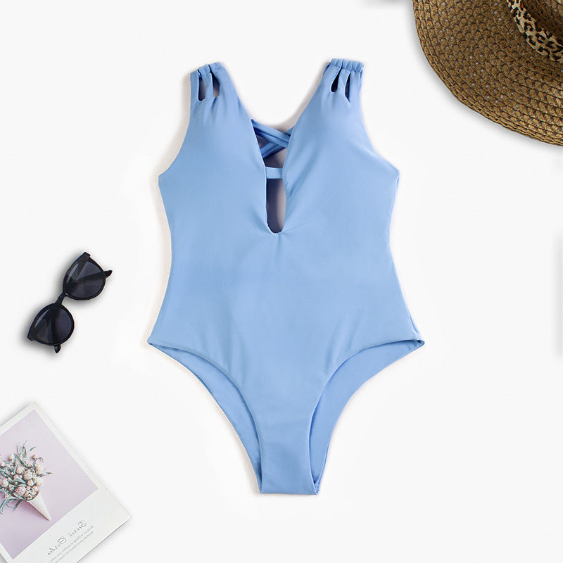 Damen Cut-Out Badeanzug mit modischen Kreuzträgern EB