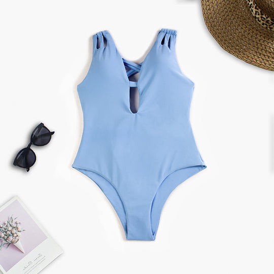 Damen Cut-Out Badeanzug mit modischen Kreuzträgern EB