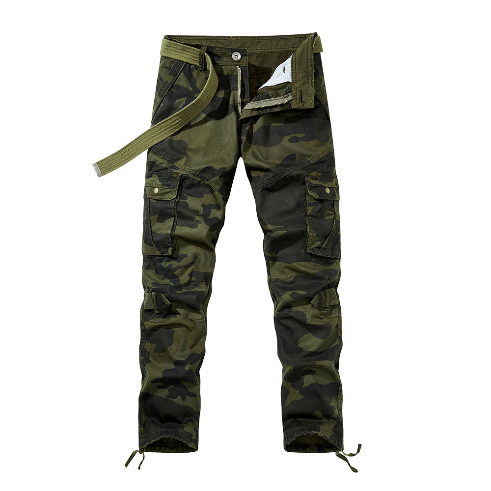 Herren Cargohose im Slim-Fit mit verstärkten Knien Multifachtaschen und Stoffgürtel EB