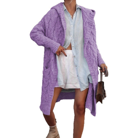 Damen Langstrickjacke mit modernem Zopfmuster und kuscheligem Innenfutter EB