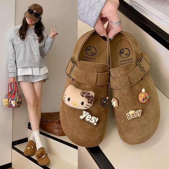Damen Komfortable Clogs mit modischem Schnallen-Design und verspielten Details EB