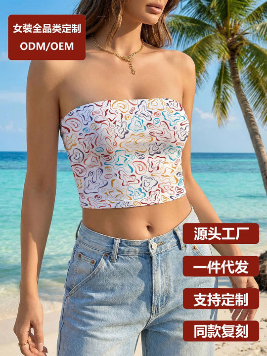 Damen Bandeau-Top mit modernem Tierdruck und elastischer Passform EB