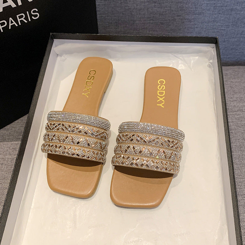 Damen Strass verzierten Hausschuhe EB