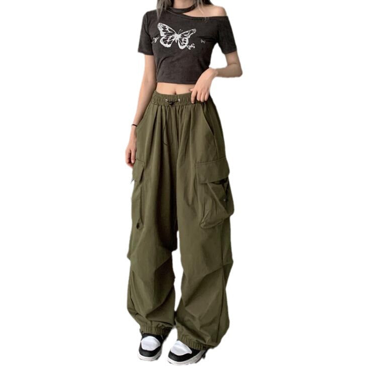 Damen nan weite Cargo-Hose mit Tunnelzugbund, verstellbarem Saum und Mehrfachtaschen EB