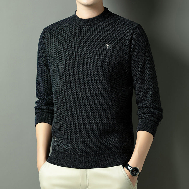 Herren Strukturierter Pullover mit Rundhalsausschnitt und hochwertiger Stricktextur EB