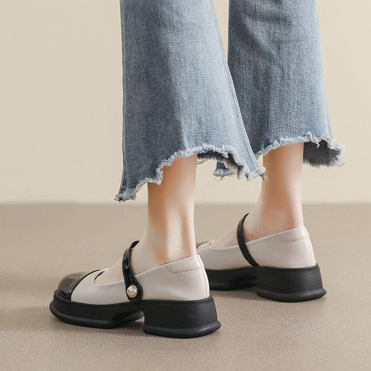 Damen Mary-Jane Schuhe mit modischem Riemen und komfortablem Blockabsatz EB