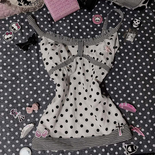 Damen Charmantes Polka-Dots Top EB