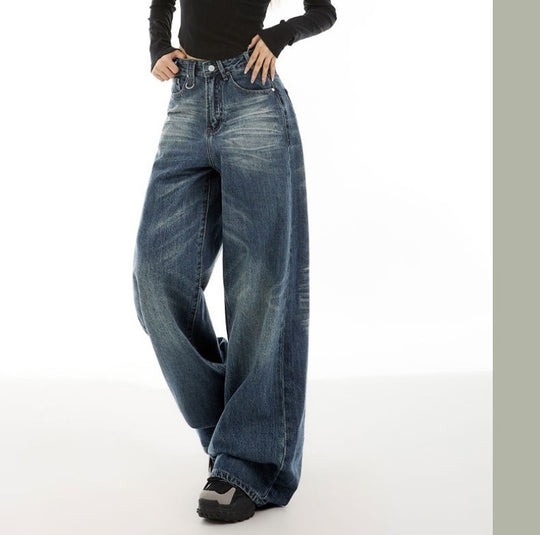 Damen Weite Denim-Hose mit lässigem Schnitt und einzigartigen Waschungen EB
