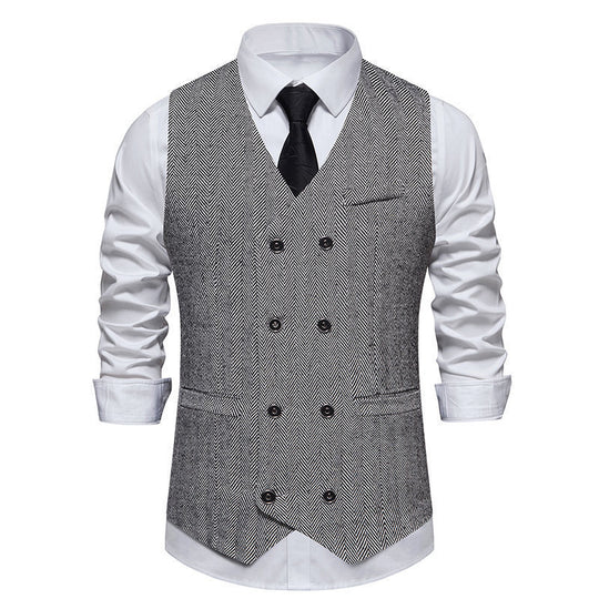 Herren elegante Doppelreiher-Weste im strukturierten Design EB