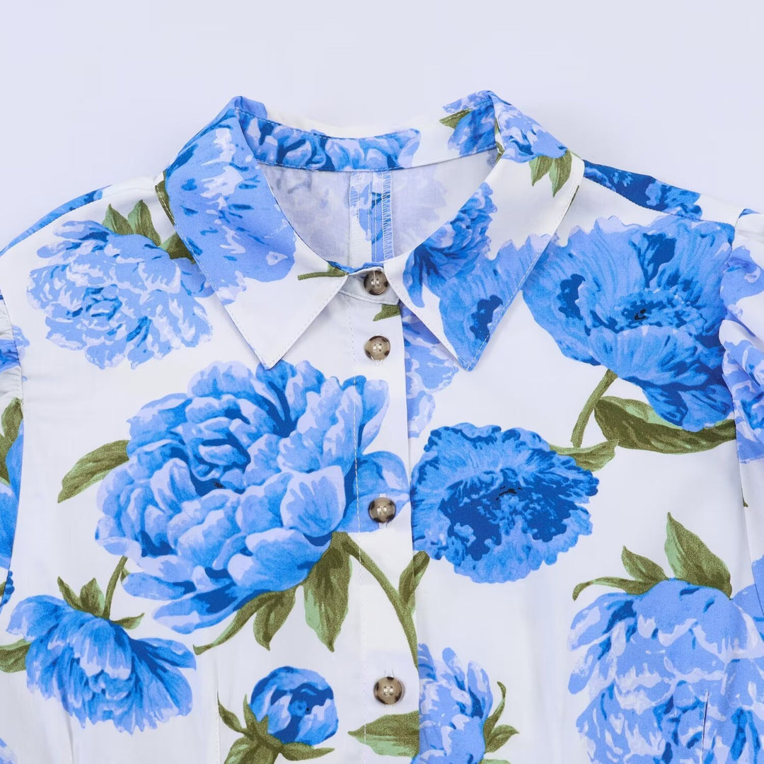 Damenbluse mit floralen Muster und eleganten Puffärmeln EB