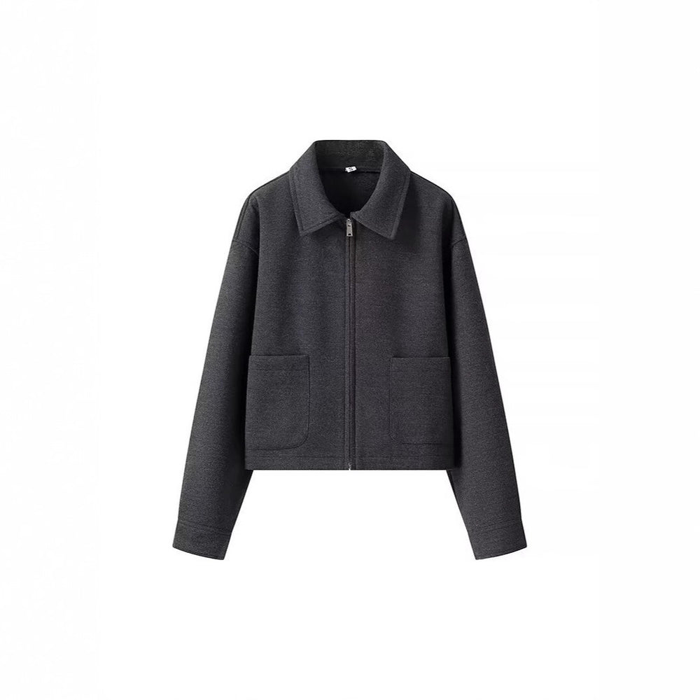 Damen lässige cropped Jacke mit praktischen Taschen und modernem Reißverschluss EB