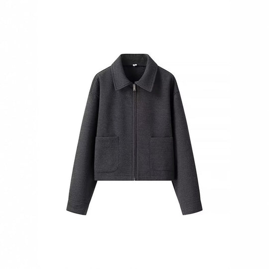 Damen lässige cropped Jacke mit praktischen Taschen und modernem Reißverschluss EB