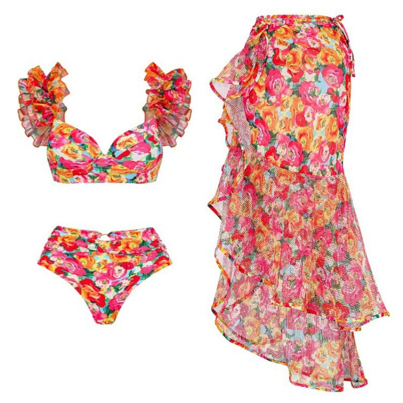 Damen Bikini-Set mit Rüschen und schickem Wickelrock EB