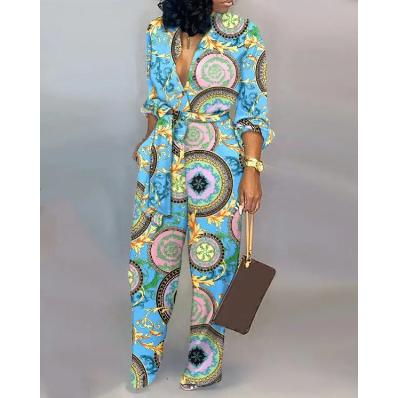Damen Denim Jumpsuit mit modischem Patchwork-Design und praktischen Taschen EB