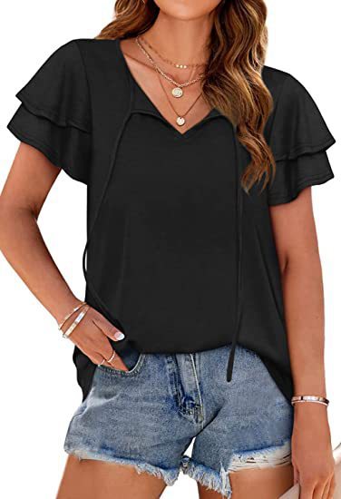 Damen Oberteil mit Rüschendetails und lässigem Schnitt EB