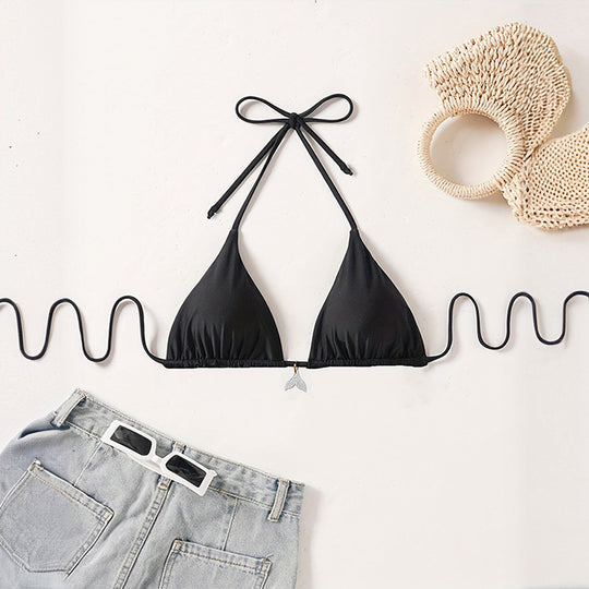 Damen Triangel-Bikini mit schimmerndem Schmuckdetail EB