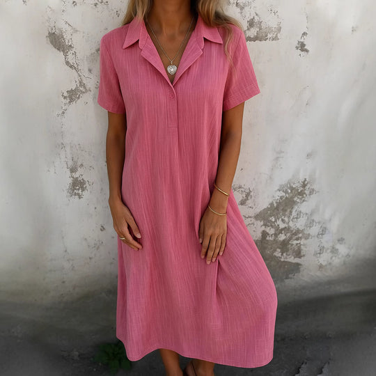 Damen Hemdkleid mit kurzen Ärmeln und eleganter Knopfleiste EB