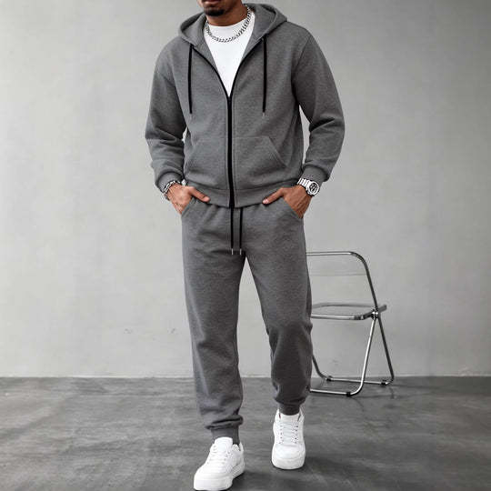 Herren nan zweiteiliges Jogginganzug-Set mit durchgehendem Reißverschluss Kapuzenjacke und taillierter Jogginghose EB