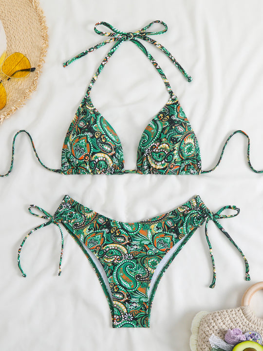 Damen Bikini-Set mit verstellbarem Triangel-Oberteil und hohem Beinausschnitt EB