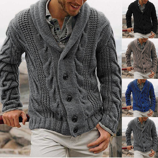 Herren nan grobstrick Cardigan mit Schalkragen und Zopfmuster EB