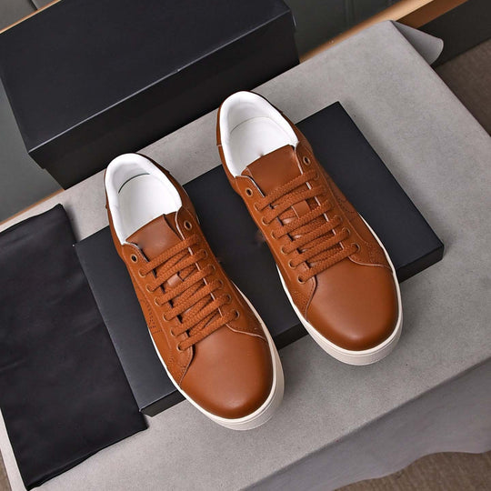 Damen Leder Sneakers mit atmungsaktivem Innenfutter und rutschfester Sohle EB